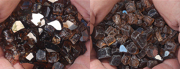 Copper Reflective Nugget Genuine Diamond Fire Pit Glass &reg; vs. Other Leading Brand Glass 