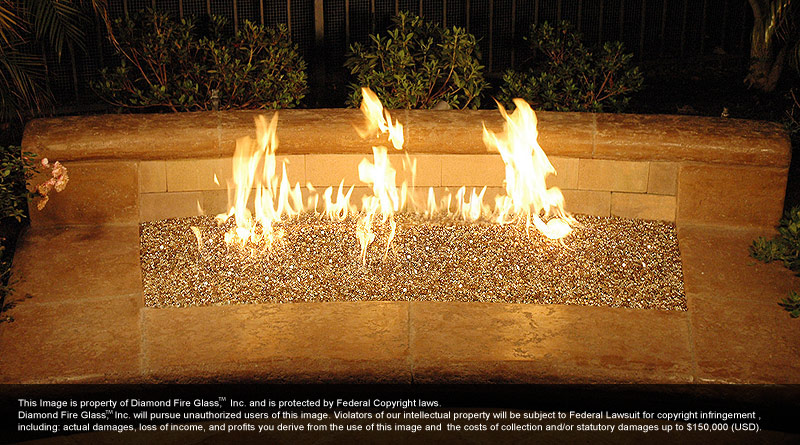 Montecito Fire Pit Glass Installed in out door fire pit