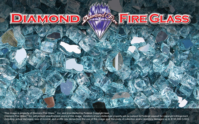Caribbean Teal Reflective Nugget Diamond Fire Glass