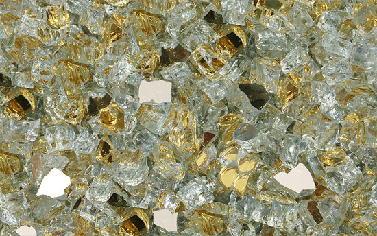 Gold Reflective Nugget Diamond Fire Glass