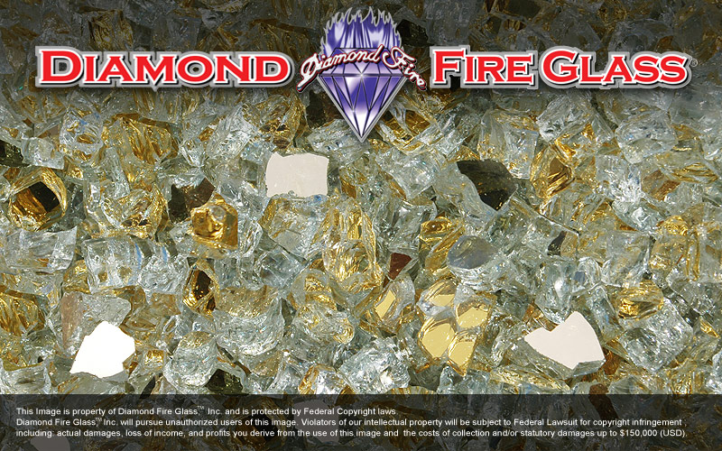 Gold Reflective Nugget Diamond Fire Glass